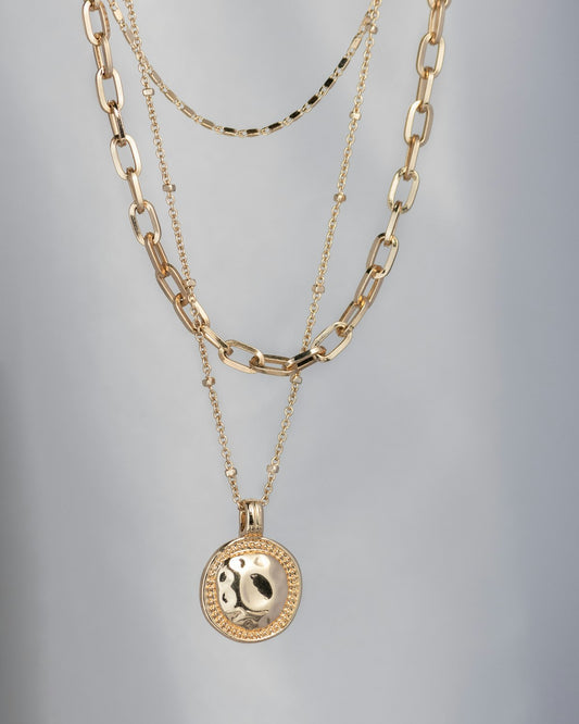 Layered gold chain necklace set